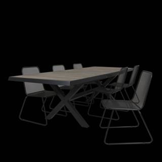 👉 Tafel antraciet keramiek Ottowa uitschuif 205/265 x 100 met tuinstoel Lester