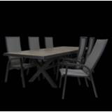 👉 Tafel antraciet keramiek Ottowa uitschuif 205/265 x 100 met Victory verstelbare tuinstoel