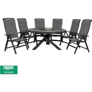 👉 Tafel Perth 150 rond met 6 stoelen Houston