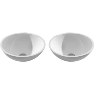 👉 Waskom Mat Wit 2x Wiesbaden Solid Surface Rond 43x43x13 cm 8719304451945