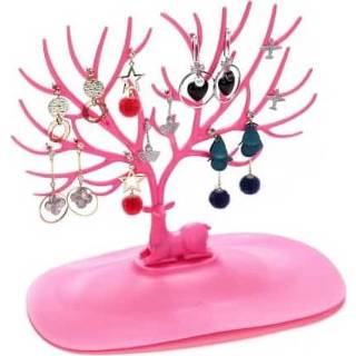 👉 Lippenstift roze plastic active Gewei Vormige Creatieve Ring Rek Ketting Sieraden Cosmetische Opslag Display Organizer (roze)