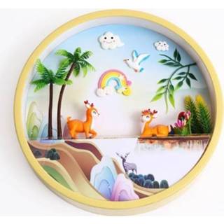👉 Fotolijst active kinderen Hzh-001 3D stereo cirkelvormige handgemaakte muur landschap decoratie schilderij (met herten)