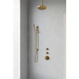 👉 Glijstang geborsteld goud messing thermostatisch Gold Edition bouw knop keramisch rond Regendoucheset Inbouw Brauer 20cm met Plafondarm, en Handdouche Staaf Losse Stopkranen 8720359364722