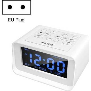 👉 Wekker wit active LED digitale slaapkamer met USB opladen poort klok radio temperatuur elektronische platformklok, specificatie: EU-plug (wit)