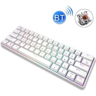 👉 Toetsenbord wit active Leaven K28 61 Sleutels Gaming Office Computer RGB Draadloze Bluetooth + Wired Dual Mode Mechanische toetsenbord, Cabel Lengte: 1.5m, Kleur: Thee Axis (wit)