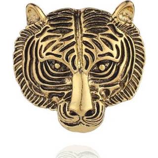 👉 Broche gouden active mannen 3 stks persoonlijkheid tijger hoofd pak pin vintage badge kraag (gouden)