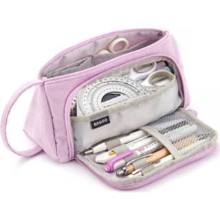 👉 Potlood purper canvas active Angoo Grote Capaciteit Case Leuke Briefpapier Tas, Kleur: Taro Purple Corduroy