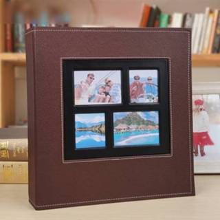 👉 Fotoalbum bruin active 6 inch 600 vel lederen cover familie opslagboek (donkerbruin)
