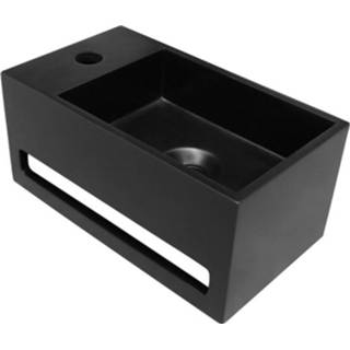 👉 Fontein zwart mat Boss & Wessing Bali Solid Surface 36x20 cm Kraangat Links 8719304978756
