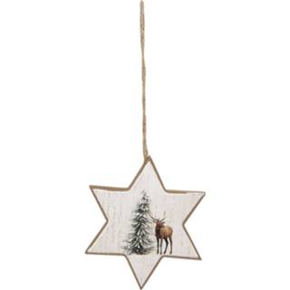 👉 Decoratiehanger bruin hout Clayre & Eef Decoratie Hanger Ster 9*1*11 Cm Kersthanger 8717459737815