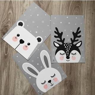 👉 Poster mat papier multi baby's Babykamer Hert A4 (21x29,7cm)