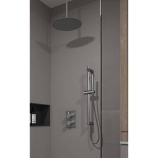 👉 Regendouche IJzer Saniclear Iron inbouw met 30cm hoofddouche, plafondarm en glijstang verouderd - gunmetal 7434219520531