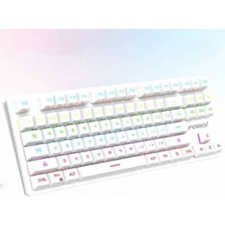 👉 Toetsenbord groene wit active FOREV FV-301 87-toetsen Mechanisch Axis Gaming Keyboard, Kabellengte: 1,6 M (Pearl White)