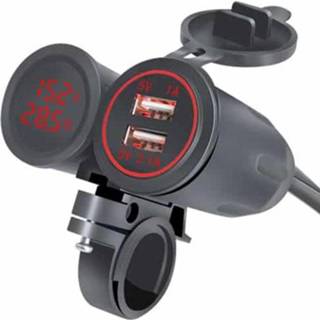 👉 Motorfiet rood active Motorfiets gewijzigd met beugel Dual USB 3.1A opladen temperatuurspanningsbeugel (rood licht)