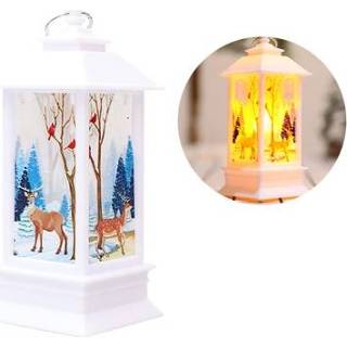 👉 Lantaarn wit groot active Kerst Vlam Kerstdecoratie LED Lichtgevende Ornament Candlestick Lamp, Grootte: 77 x 195mm (White Elk)