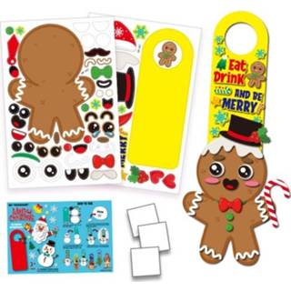 👉 Muursticker active kinderen 5 Sets Kerst Drie-Dimensionale Decoratie Deur Hangende Sticker Game Emoji (HR041-042 Peperkoek Mensen)
