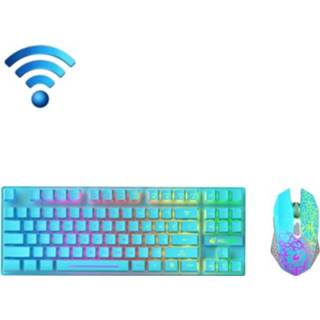 👉 Draadloos toetsenbord blauw active ZiYou Lang T87 Gaming Lichtgevend en muisset (blauw)