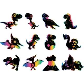 👉 Dinosaurus active kinderen 3 Sets Kleurrijke Cartoon Scratch Tekening Student Graffiti Ornament Christmas Sticker (12 stuks / set)