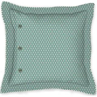 👉 Sierkussen kaki percal-katoen roze PiP Studio Petites Fleur Khaki 45x45 cm 8719931459000