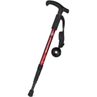 👉 Handvat rood aluminium active Jungleleopard vier-sectie gebogen trekking paal, lengte: 52-110cm (rood)