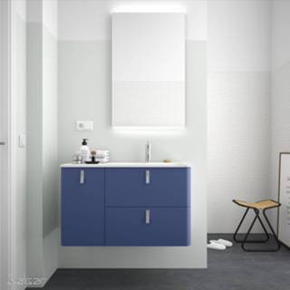 👉 Badmeubel blauw Muebles Unique 90cm links azul met chromen grepen 7434218374395