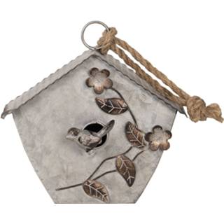 👉 Vogelhuisje grijs Clayre & Eef Decoratie Vogelhuis 21*11*22 Cm 6y3721 8717459726208