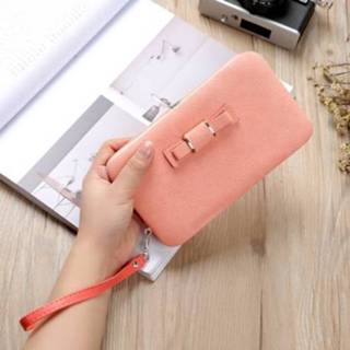 Mobiele telefoon roze active vrouwen Multi-Purpose Long Type Bow Tas Lady Wallet Card (Pink)