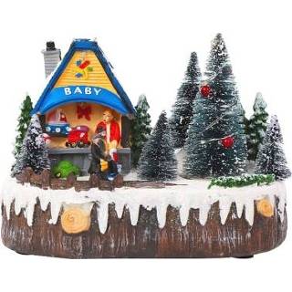 👉 Ornament blauwe active Kerstdecoratie ornamenten muziek gloeiende roterende kerstboom kantine huis (blauwe auto)