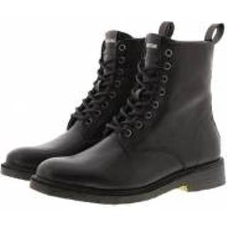 👉 Veterboots leer rubber zwart damesschoenen vrouwen Blackstone Veterboot