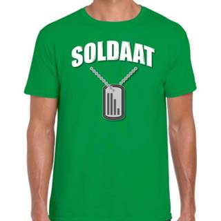 👉 Hanger active mannen groen Soldaat dogtag / verkleed t-shirt voor heren
