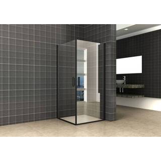 👉 Douchecabine zwart Mueller Duo met 2 draaideuren 90x90cm mat 7434211983938