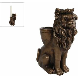 Kandelaar brons Lion polystone 10,5x6,2x15cm 8713219432174 2900084069017