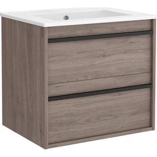 Wastafel witte eiken Muebles Resh badkamermeubel donker 60cm met zonder kraangat 7434234537507
