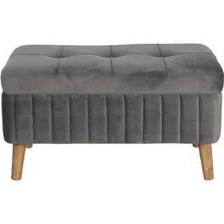 👉 Poef grijs hout textiel Clayre & Eef 50497g 72*36*40 Cm / Rechthoek 8717459768543