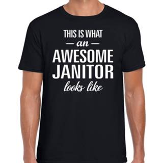 👉 Shirt active mannen zwart Awesome janitor / geweldige congierge cadeau t-shirt voor heren