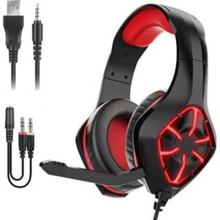 👉 Gaming PC zwart rood active GS-1000 E-sports Computer Bedrade headset met microfoon (zwart rood)