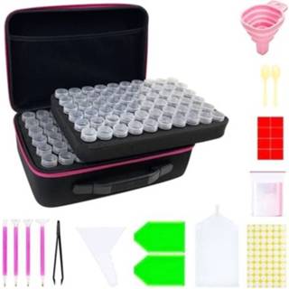 👉 Opbergtas rood diamant rose active Multifunctionele Draagbare Schilderen Tool Set Opbergtas, Stijl: 120 Raster (Rose Red)