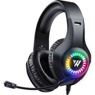 👉 Microfoon zwart active Wintory M3 USB + 3,5 mm 4-pins verstelbare RGB-licht gaming-headset met (zwart)