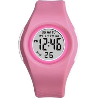 👉 Digitale horloge roze jelly active Syneke 8140 Student kleurrijke lichtgevende waterdichte (tedere roze)