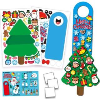 👉 Muursticker active kinderen 5 Sets Kerst Driedimensionale Decoratie Deur Opknoping Sticker Game Emoji (HR043-044 Kerstboom)