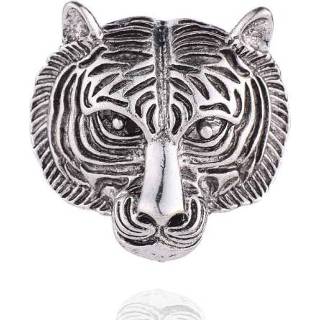 👉 Broche zilver active mannen 3 stks persoonlijkheid tijger hoofd pak pin vintage badge kraagpen (zilver)