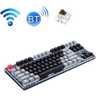 👉 Shaft zwart grijs active Technologie 87-KEY Draadloze Wired Bluetooth Three-Mode Gaming Mechanical Keyboard (Black Gray Tea Shaft)