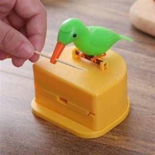 👉 Tandenstokerhouder groene active Vogel automatisch drukkende Slimme tandenstokerdispenser (groene vogel)