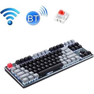 👉 Shaft zwart grijs rood active Technologie 87-key Draadloze Wired Bluetooth Three-Mode Gaming Mechanical Keyboard (Zwart Gray Red Shaft)
