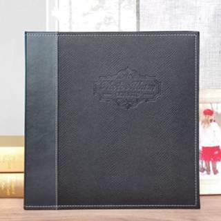 👉 Fotoalbum zwart active 12-inch 20-pagina / 40p lederen cover herdenkingsgroei boek retro gelamineerd zelfklevend DIY-fotoalbum (zwart)