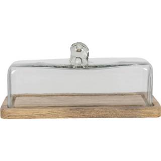 👉 Stolp transparant hout glas Clayre & Eef 6gl2870 29*14*14 Cm - / 8717459753525