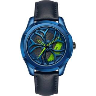 👉 Quartz horloge blauwgroen active mannen Sanda 1065 3D Hol Wiel Niet-Draaibaar Dial voor Mannen, Stijl: Lederen Riem (blauwgroen)