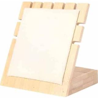 👉 Sieradendisplay beige bamboe active Wood L Shape 5 Slot Sieraden Display Stand (Beige Herten Fleece)