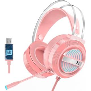 👉 Headset roze active Heir Audio Head-mounted Gaming Wired met Microfoon, Kleur: X9 7.1 Versie (Pink)