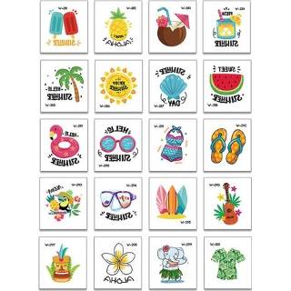 👉 Tattoo active kinderen 3 Sets Strand Fruit Bloem Arm Sticker Kids Cartoon Face (20 Stks / Set)